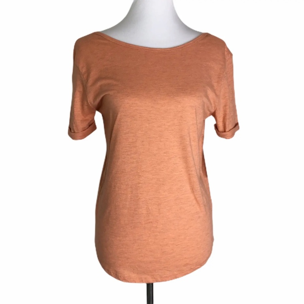 Z By Zella Orange Spacedye Workout Tee Low Back NWT Sz. XS